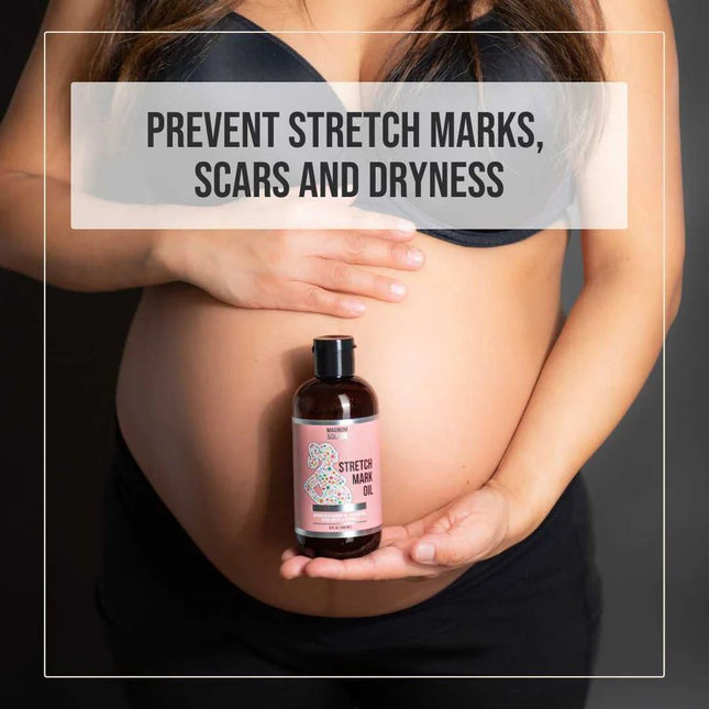 Magnum Solace Stretch Mark Oil – 100% Natural Belly Oil for Pregnancy with Cocoa Butter