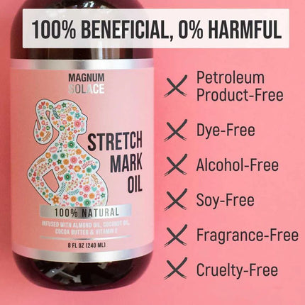 Magnum Solace Stretch Mark Oil – 100% Natural Belly Oil for Pregnancy with Cocoa Butter