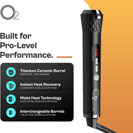 O2 Professional O2Texture Titanium Ceramic Interchangeable Curling Iron Set