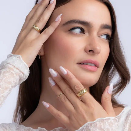 Paint Lab Beige Lace Almond Press-on Nails