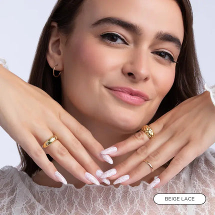 Paint Lab Beige Lace Almond Press-on Nails