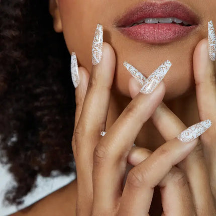 Paint Lab Beige Lace Coffin Press-on Nails