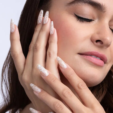 Paint Lab Beige Lace Coffin Press-on Nails