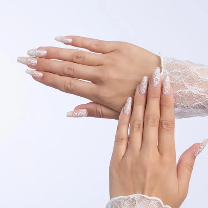 Paint Lab Beige Lace Coffin Press-on Nails