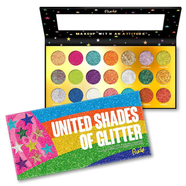 Rude Cosmetics United Shades of Glitter - 21 Pressed Glitter Eyeshadow Palette