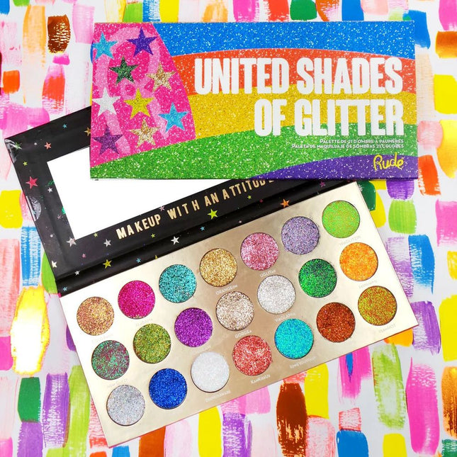 Rude Cosmetics United Shades of Glitter - 21 Pressed Glitter Eyeshadow Palette