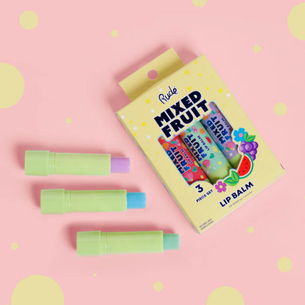 Rude Cosmetics Mixed Fruit Lip Balm Trio - Refreshing Set