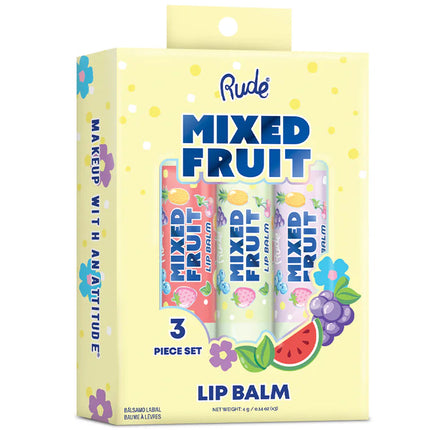 Rude Cosmetics Mixed Fruit Lip Balm Trio - Refreshing Set

