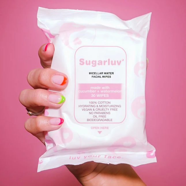 Sugarluv Micellar Water Facial Cleansing Wipes infused with Watermelon & Cucumber extracts 30ct 1