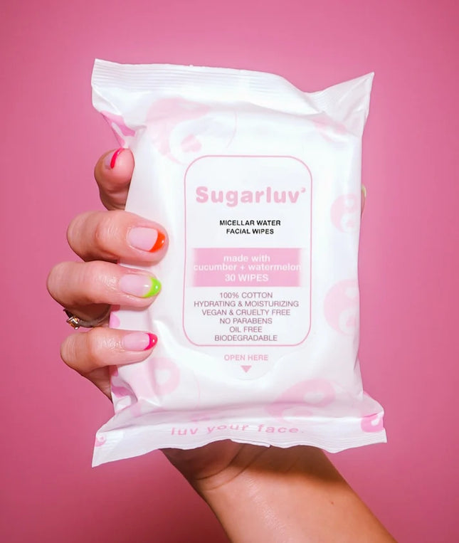 Sugarluv Micellar Water Facial Cleansing Wipes infused with Watermelon & Cucumber extracts 30ct 1