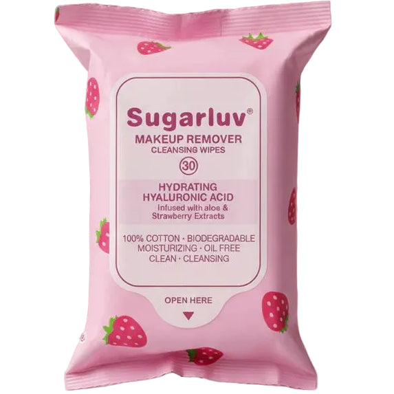 Sugarluv Hyaluronic Acid Makeup Removing Wipes infused with Hyaluronic Acid & Aloe Extracts 30ct