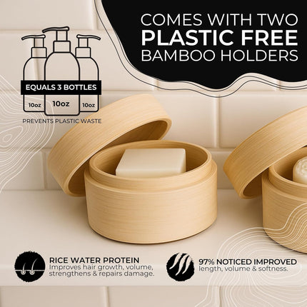 Viori Rice Water Shampoo & Conditioner Bar Set & Bamboo Holder - Citrus Yao | For Oil Control