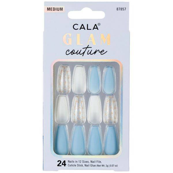 CALA Glam Couture Coffin Baby Blue Press On Nails 87857