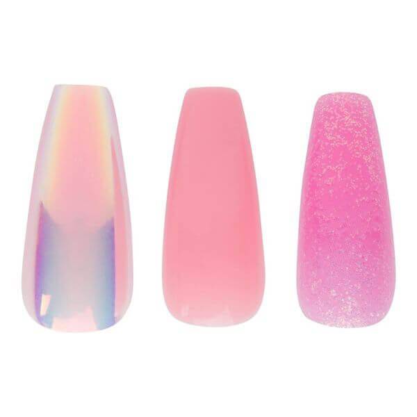 CALA Glam Couture | Coffin Pink Glitter Press On Nails