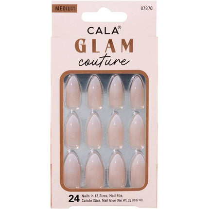 CALA Glam Couture | Medium White Peach Press On Nails