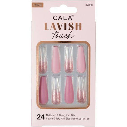 CALA Lavish Touch Long Coffin Pink Glitter 87860