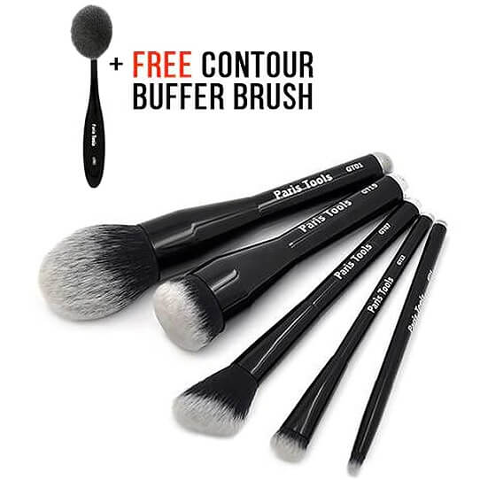 5 Piece Face and Eye Brush set with contour buffer