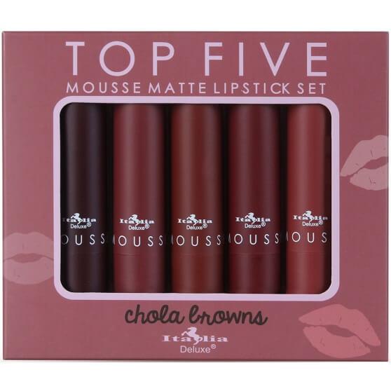 italia Deluxe Top Five Mousse Matte Lipstick Set Send Nudes
