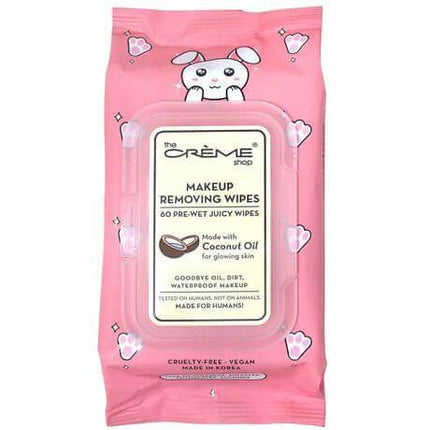 The Creme Shop Juicy Makeup Removing Wipes | Nourishing Coconut Oil (Bunny)