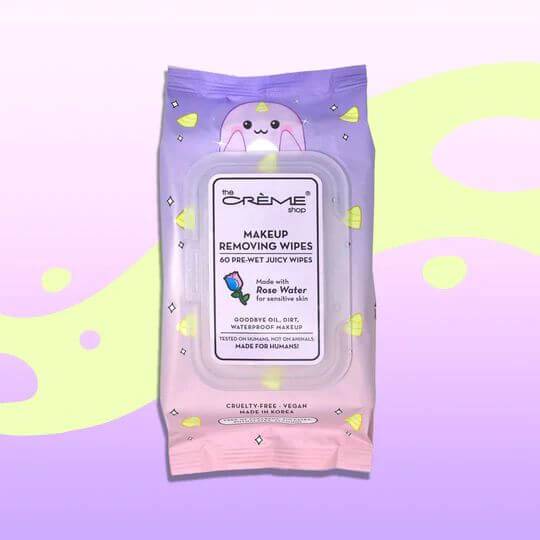 The Creme Shop Juicy Makeup Removing Wipes | Soothing Rose Water (Narwhal)