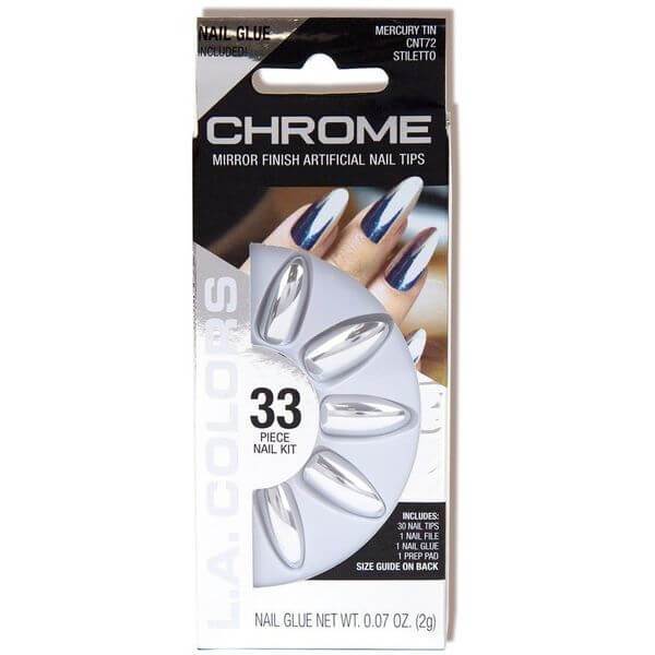 LA Colors Mercury Tin Chrome Stiletto Nail Tips CNT72