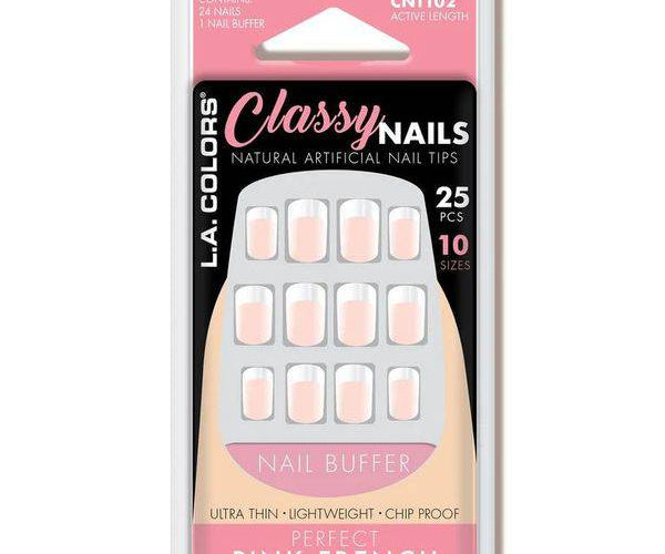 L.A. Colors Nail Accessories 25 pc Classy Nail Artificial Nails- Perfect Pink French Tip 25 pc product package