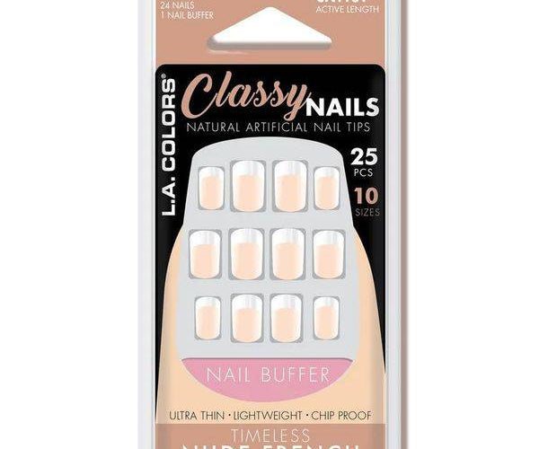 L.A. Colors Nail Accessories 25 pc Classy Nail Artificial Nails- Timeless Nude French Tip 25 pc product package