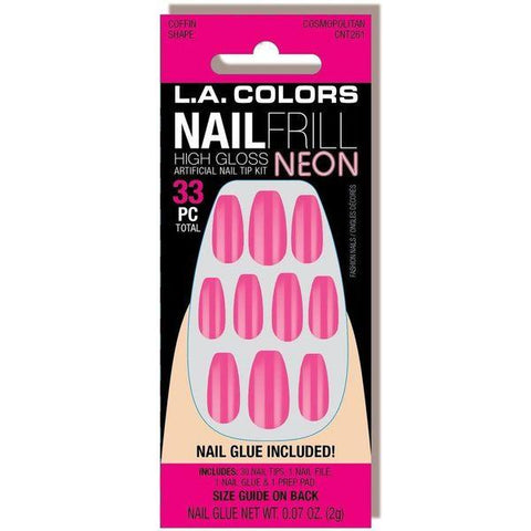 LA Colors Pink & Peachy Nail Frill Neon Artificial Coffin Nail Tips