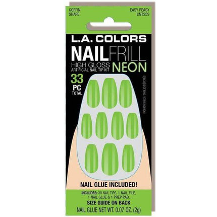 LA Colors Easy Peasy Nail Frill Neon Artificial Nail Tips CNT259