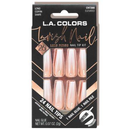 LA Colors Pink & Peachy Nail Frill Neon Artificial Coffin Nail Tips