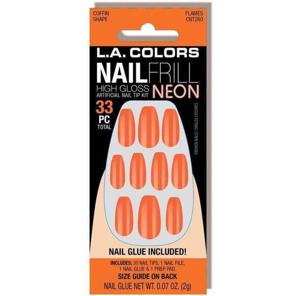 LA Colors Flames Nail Frill Neon Artificial Nail Tips CNT260