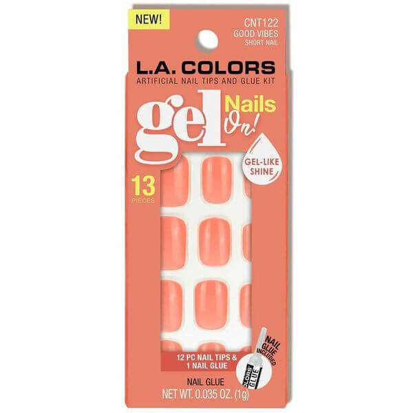 LA Colors Good Vibes Gel Nails On! - Artificial Short Nail Tips