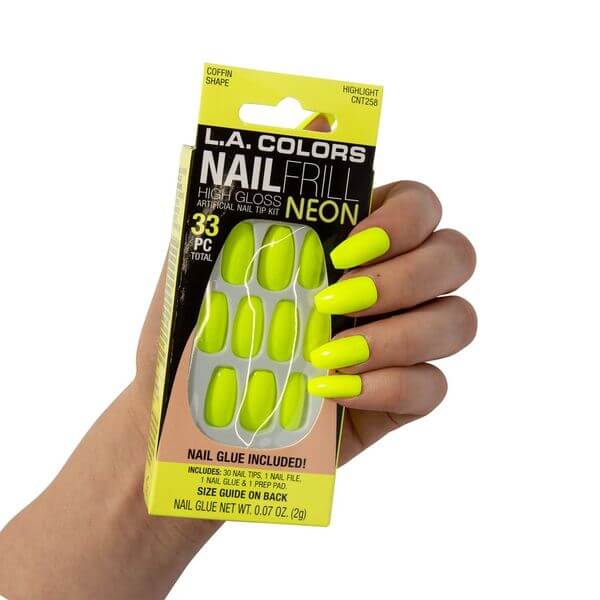 LA Colors Highlight Nail Frill Neon Artificial Nail Tips CNT258