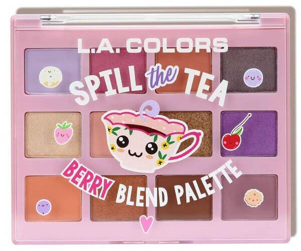 L.A. Colors Let's Talk Tea Eyeshadow Collection 12 pcs/shade ~ 144 pcs/case Spill the Tea - Berry Blend 144 pc product package