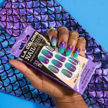 LA Colors Mermaid Dream Nail Vibe Designer Artificial Coffin Nail Tips