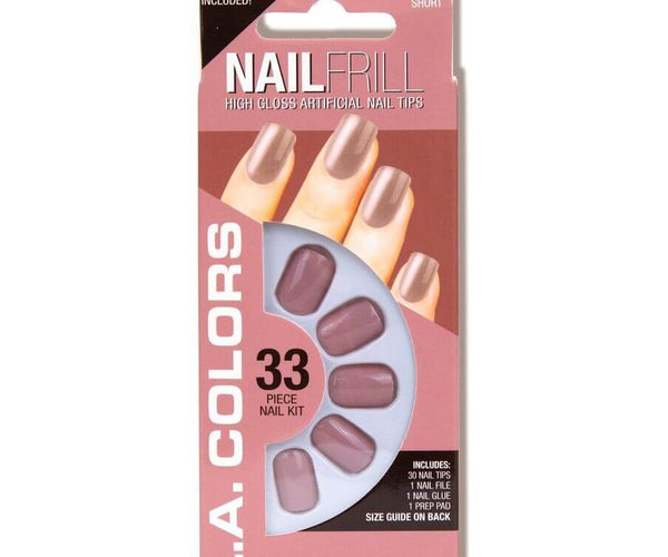 L.A. Colors Nail Accessories 33pc. Nail FRILL High Gloss Short Nails- Romantic Rose 33 pc product package