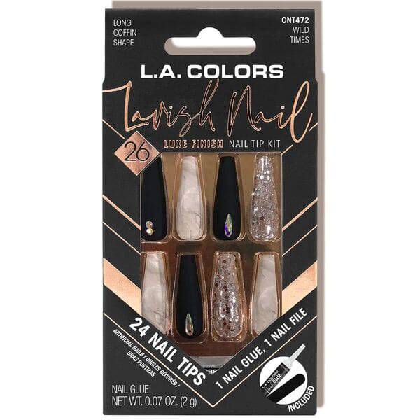 LA Colors Wild Times Lavish Luxe Finish Coffin Shape Nail Tip Kit