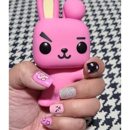 The Crème Shop BT21 COOKY Energy Pink Gel Nail Strips Swatch