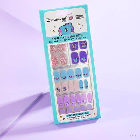 The Crème Shop BT21 MANG Cotton Candy Sky Gel Nail Strips Kit 2