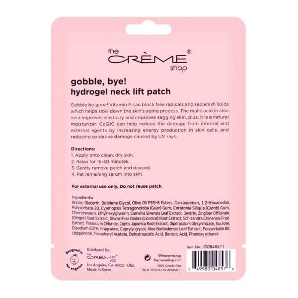 The Creme Shop Gobble, Bye! Hydrogel Neck Lift Patch - Vitamin E + Aloe Vera + Coenzyme Q10 for Sensitive Skin