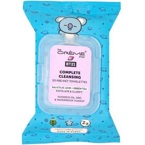 The Creme Shop KOYA Complete Cleansing Towelettes - Salicylic Acid & Green Tea (20 Pre-Wet Towelettes)