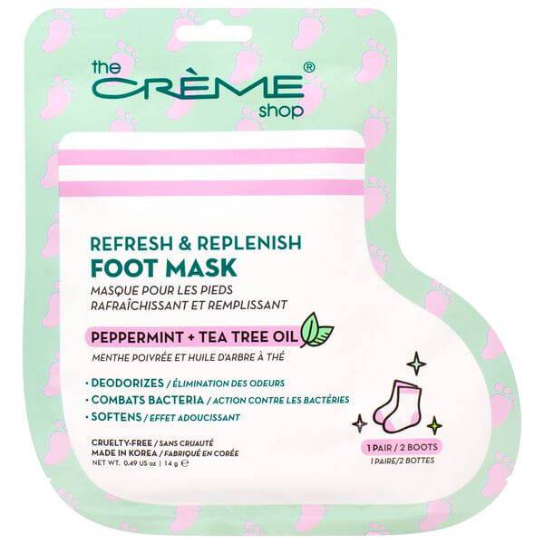 The Creme Shop Refresh & Replenish Foot Mask | Peppermint + Tea Tree Oil