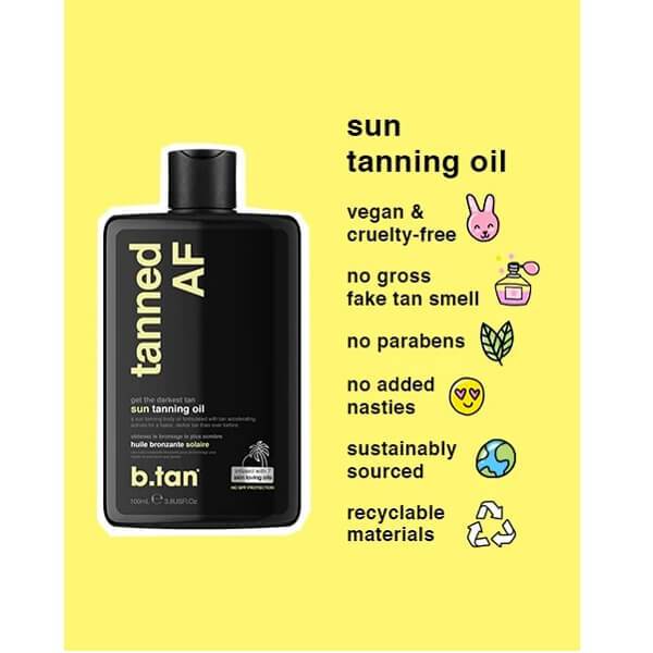 b.tan Tanned AF Tanning Oil Vegan and Cruelty Free